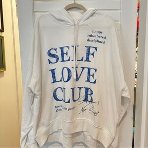 Self Love Club Hoodie Sweatshirt Sz XXL Grayson Threads White Oversiz Sweatshirt